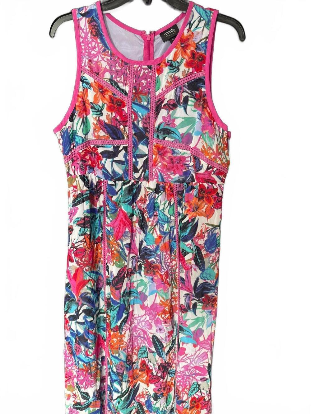 Nicole by Nicole Miller Women's Floral Sleeveless Midi Dress Size 10